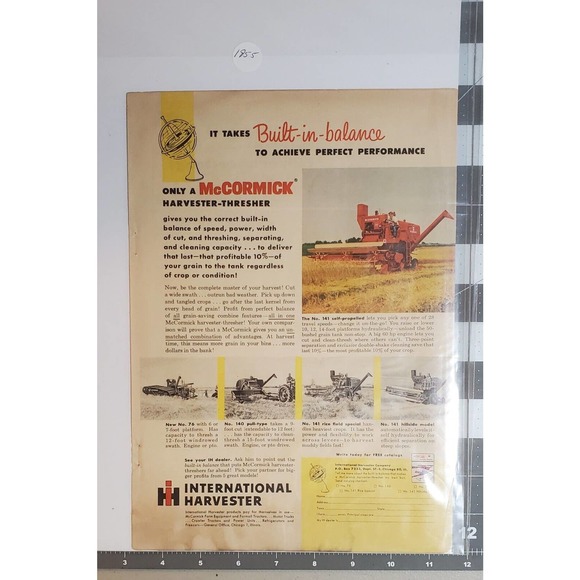 New McCormick Harvester-Thresher Combine Magazine Advertisement 5 Models - Picture 1 of 3